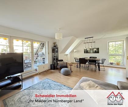 Idyllisch gelegene 2-Zimmer-Wohnung mit Loggia & Tiefgaragenstellplatz in Behringersdorf