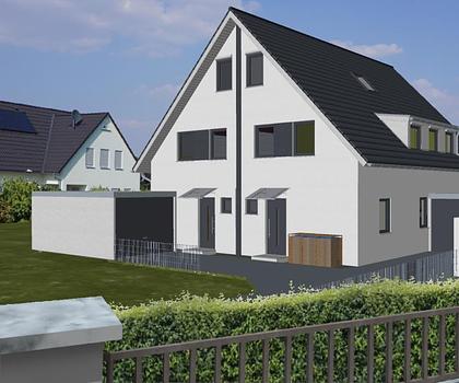 Baugrundstück für Doppelhaushälfte mit Planung und Baugenehmigung.
