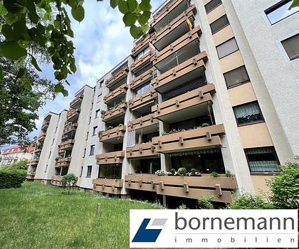 N-Gartenstadt, grün + stadtnah! Freie 2-Zi.-ETW (unrenoviert) mit Südwestloggia + Stellplatz!