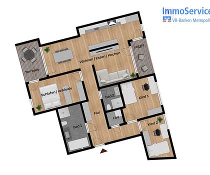 Perfekte 4-Zimmer-Eigentumswohnung im Herzen Nürnbergs mit 2 Bädern, Terrasse und separater Loggia.