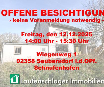 Erst die Sanierung,
dann das (Wohn)Vergnügen!
Wohnhaus mit großem Grundstück in Schnufenhofen