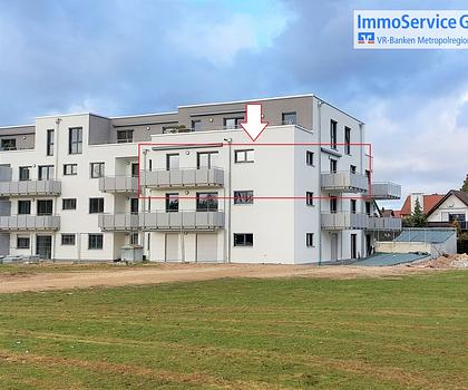 Baujahr 2022, wieder verfügbar, 3-Zimmer-ETW mit EBK, zwei Balkonen und TG-Stellplatz