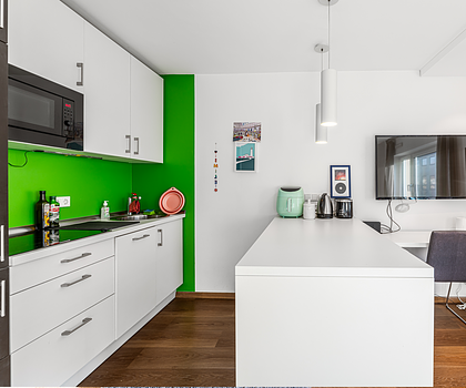 HEGERICH: Modernes, möbliertes City-Apartment mit offener Küche