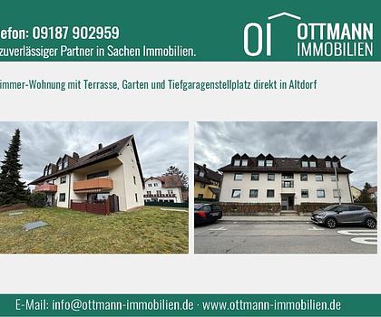 3-Zimmer-Wohnung mit Terrasse, Garten und Tiefgarage direkt in Altdorf