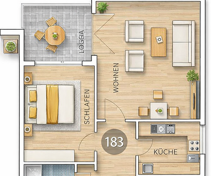 Attraktive 2-Zimmer Wohnung inkl. Tiefgaragenstellplatz in Fürth - Ronhof